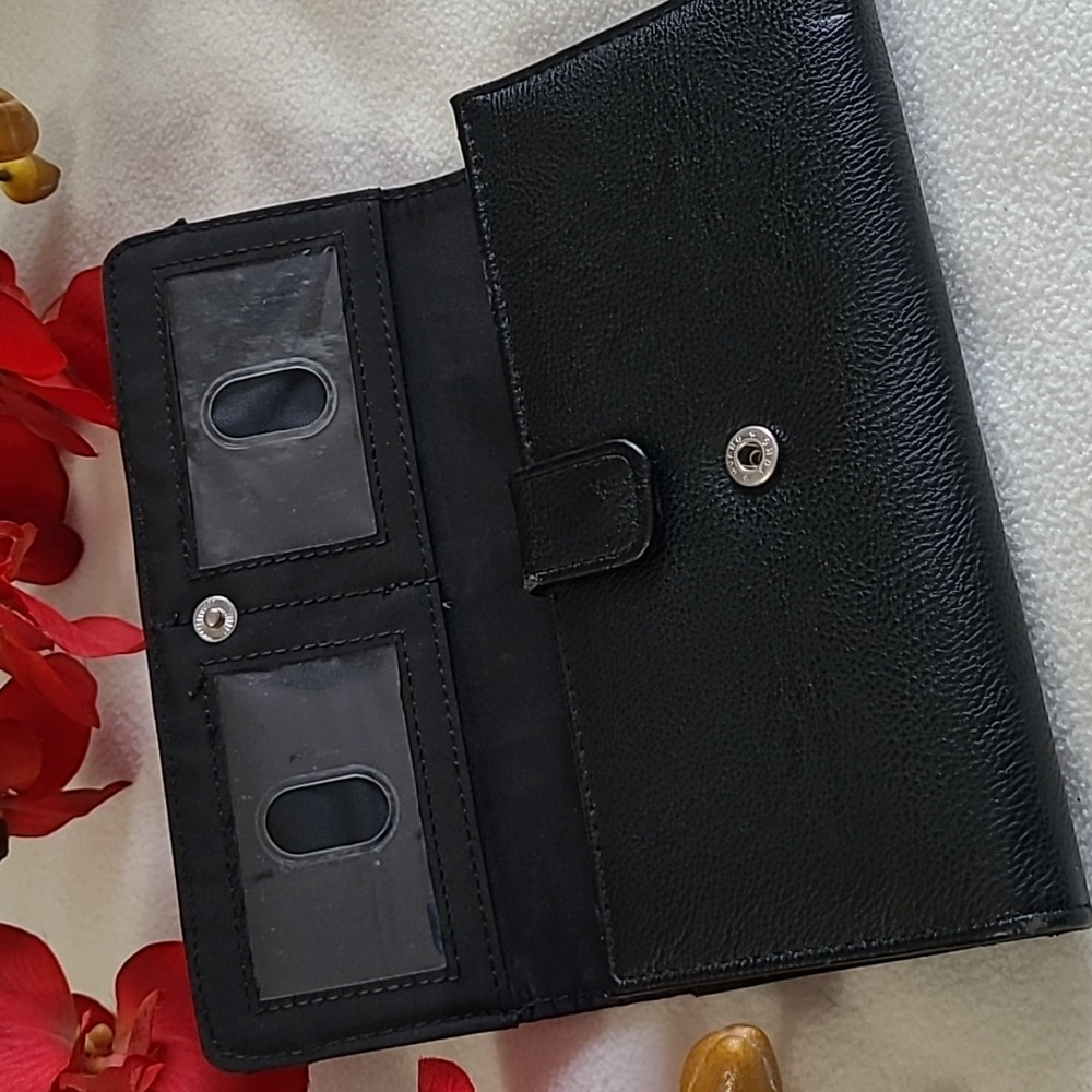 Vintage Womens Wallet Faux Leather Checkbook Style Black - Picture 3 of 7